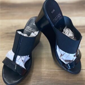 Italian Shoemakers Sleek Black Wedges